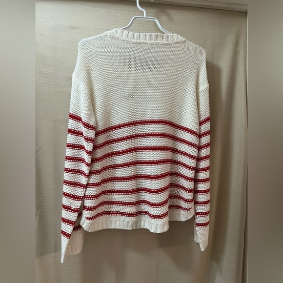 ⚫️ BOGO Oak and Ivy red and white lace up detail sweater size medium - Picture 4 of 7